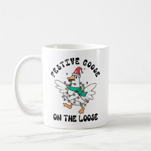 Festive Goose on the Loose Christmas Coffee Mug