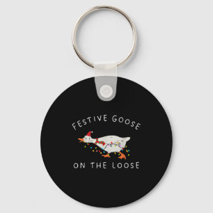 Festive Goose On The Loose Christmas Duck Light Xm Keychain