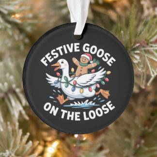 Festive Goose On The Loose Christmas Gingerbread Ornament