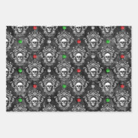 Festive Gothic Skull Christmas Wrapping Paper