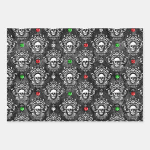 Festive Gothic Skull Christmas Wrapping Paper