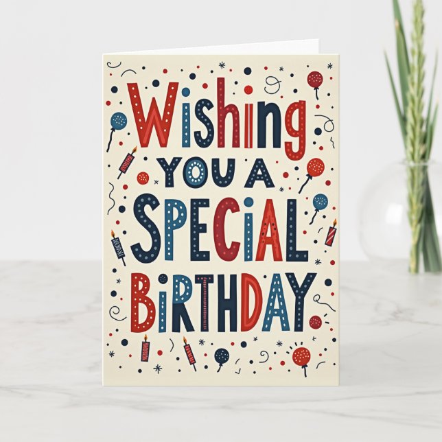 Festive Graphic Birthday Card (Front)