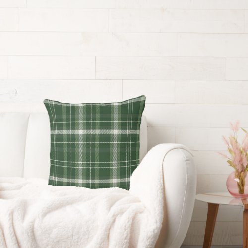 Festive Green and Earth tones Neutral plaid design Throw Pillow