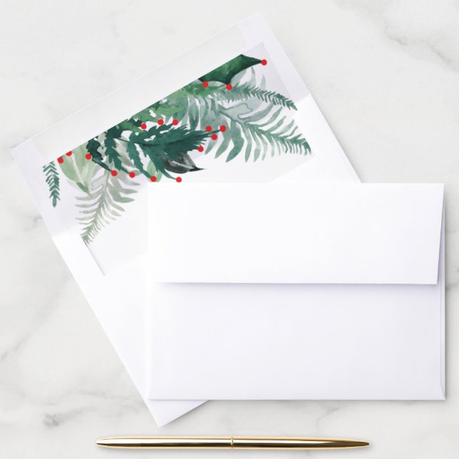 Festive Green and Red Holiday Christmas Envelope Liner (Desk)