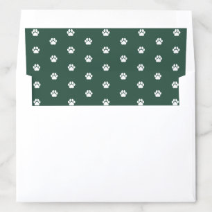 Festive Green and White Paw Print Print Pattern Envelope Liner