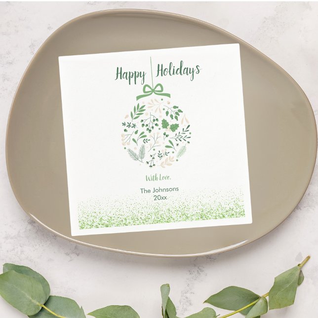Festive Green Botanical Christmas Party Napkins (Creator Uploaded)