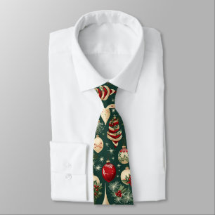 Festive Green Christmas Baubles Novelty Work Tie