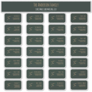 Festive Green Christmas Card Mailing List Labels