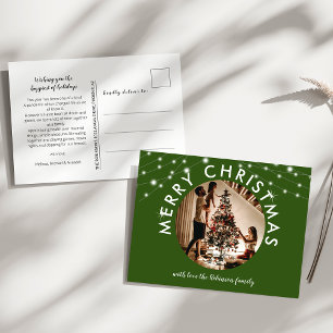 Festive Green Christmas Holiday Photo Postcard