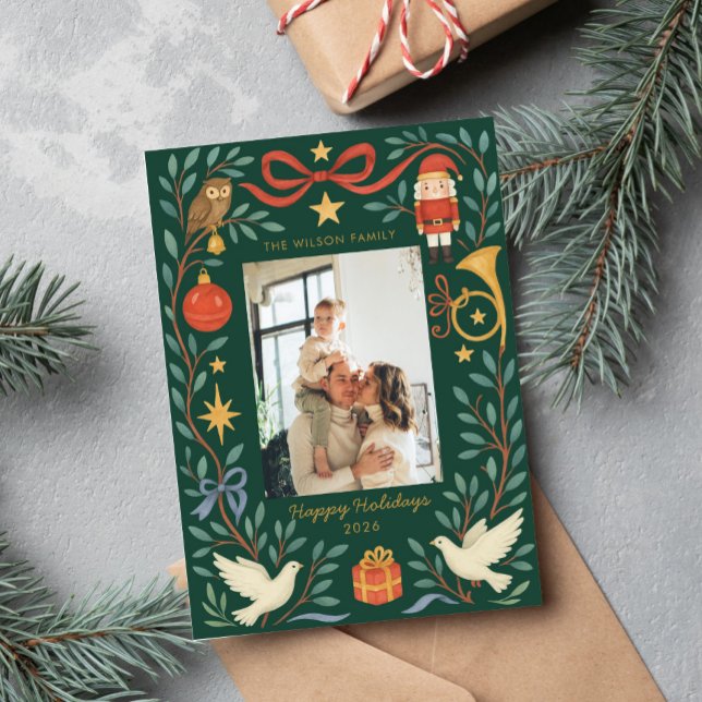 Festive Green Christmas Photo Frame Card (Creator Uploaded)