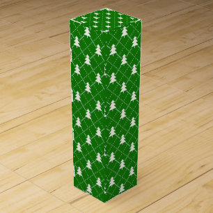 🎄 Festive Green Christmas Tree Elegant Holiday Wine Box