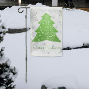 Festive Green Christmas Tree Garden Flag