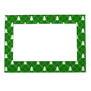 Festive Green Christmas Tree Pattern Magnetic Frame