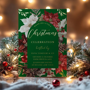 Festive Green Corporate Christmas Party Gold Foil Invitation