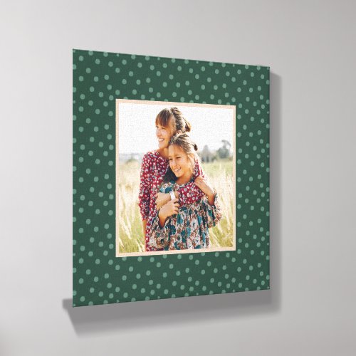 Festive Green Dots Photo Canvas Photo Tile