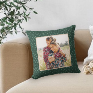 Festive Green Dots Photo Throw Pillow
