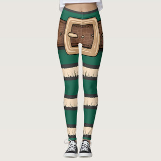 Festive Green Elf Costume Leggings - Holiday Strip