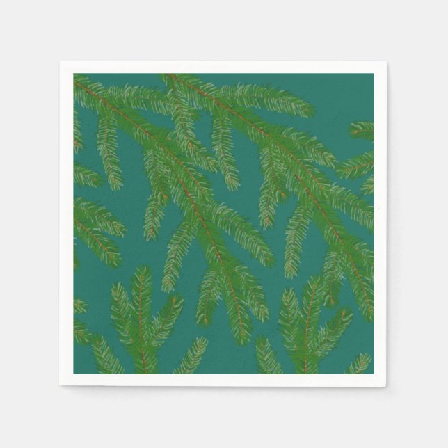Festive Green Fir Tree Branches              Napkins (Front)