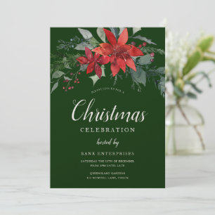 Festive Green Floral Christmas Party Invitation