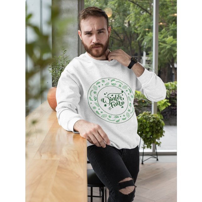 Festive Green Floral Design Winter-Themed Apparel, Sweatshirt (Creator Uploaded)