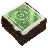 Festive Green Foil Snowflakes Monogram Name Brownie (Angled)