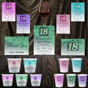 Festive Green Glitter 18th Birthday Invitation