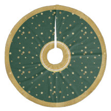 Festive Green & Gold Stars Christmas Tree Skirt