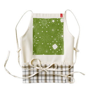Festive Green Holiday Snowflakes Zazzle HEART Apron