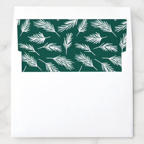 Festive Green Pine Branch Pattern Holiday Envelope Liner