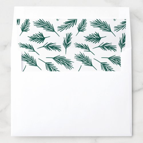 Festive Green Pine Branch Pattern Holiday Envelope Liner