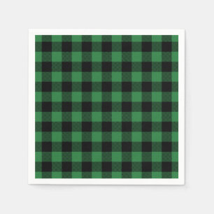 Festive Green Plaid Pattern Holiday Napkins