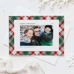 Festive Green Plaid Pattern Merry Christmas Photo Holiday Card<br><div class="desc">Send Christmas greetings with this classic plaid Merry Christmas photo flat card. It features a classic green,  white and red plaid pattern. Personalize by adding a horizontal photo,  name,  holiday greeting,  year and message. This festive green plaid Christmas card is available in other colors.</div>