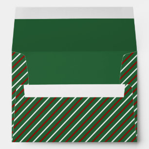 Festive Green Red Stripes Christmas Envelope