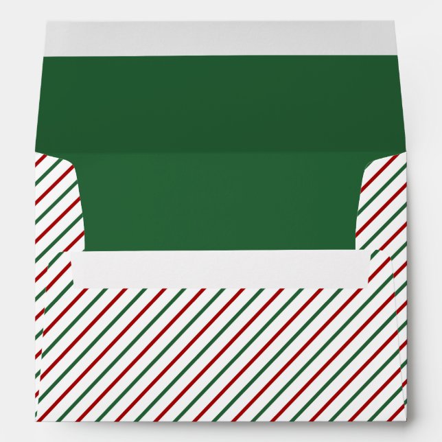 Festive Green Red Stripes Christmas Envelope (Back (Bottom))