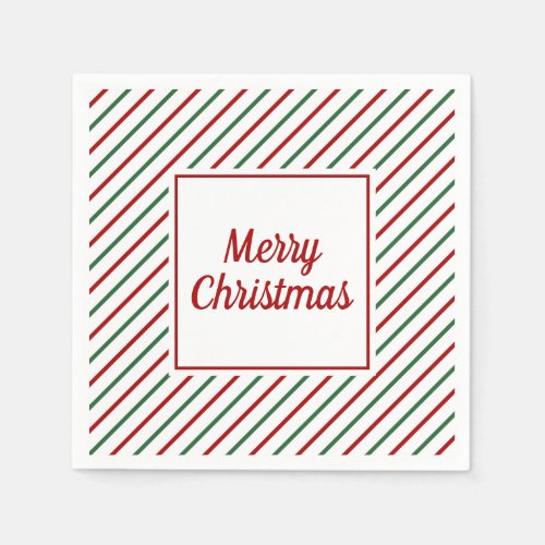 Festive Green Red Stripes Christmas  Napkins