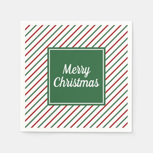 Festive Green Red Stripes Christmas Napkins