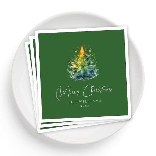 Festive Green Script Christmas Napkins