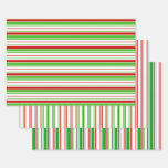 [ Thumbnail: Festive Green, White, Red Christmas-Style Lines Wrapping Paper Sheets ]