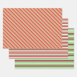 [ Thumbnail: Festive Green, White, Red Christmas-Style Patterns Wrapping Paper Sheets ]