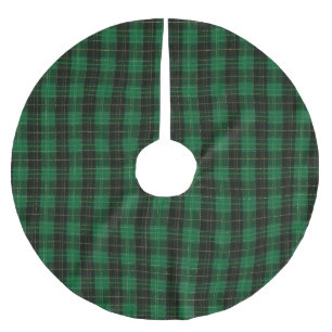 Festive Green Winter Christmas Plaid Pattern Brushed Polyester Tree Skirt