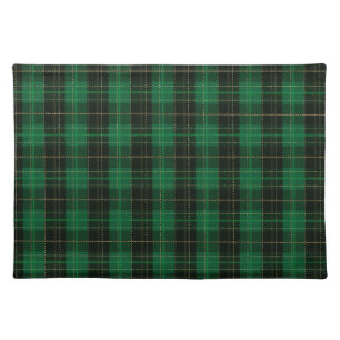 Festive Green Winter Christmas Plaid Pattern Cloth Placemat