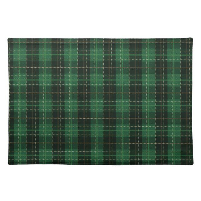 Festive Green Winter Christmas Plaid Pattern Cloth Placemat (Front)