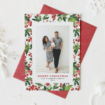 Festive Greenery and Winterberry Photo Christmas Holiday Card<br><div class="desc">Merry Christmas! Send your warmest holiday wishes with our customizable photo Christmas card, featuring a beautiful watercolor design of red winter berries and lush greenery. This elegant Christmas card allows you to showcase your favorite photo while adding a personal touch with your custom message. Perfect for spreading festive cheer to...</div>