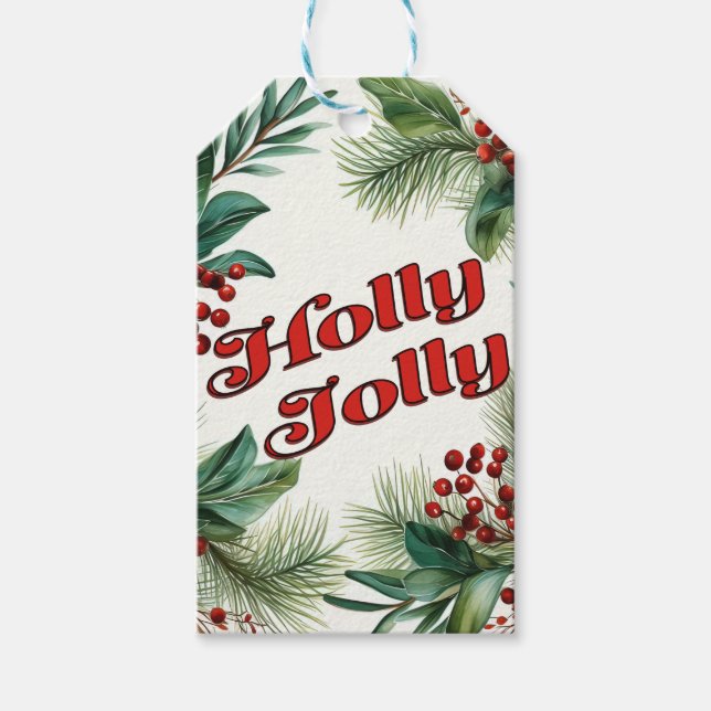 Festive Greenery Christmas Script  Gift Tags (Front)