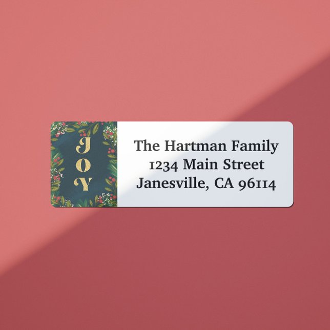 Festive Greenery Holiday Joy Return Address Label (Creator Uploaded)