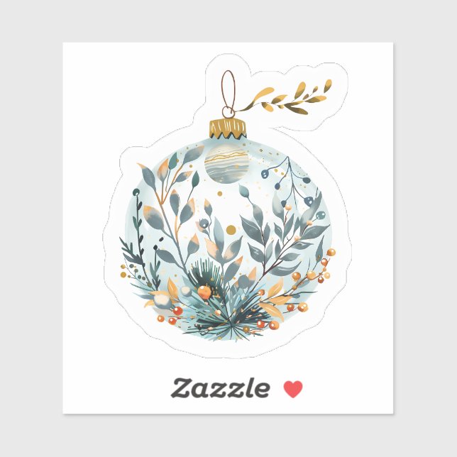Festive Greenery Holiday Ornament Sticker (Sheet)