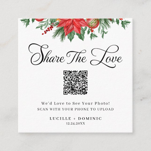 Festive Greenery Holiday Wedding Share The Love Enclosure Card (Front)