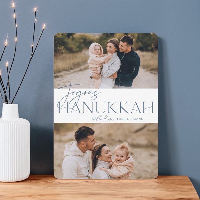 Festive Greeting | 2 Photo Joyous Hanukkah Holiday Card (Creator Uploaded)