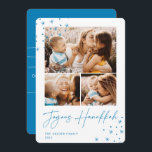 Festive Greeting | 3 Photo Collage Hanukkah Holiday Card<br><div class="desc">A retro meets modern Hanukkah photo card design featuring three of your favorite photos (one landscape/horizontal and two square) on a crisp white background accented with hand drawn stars at the corners. "Joyous Hanukkah" appears beneath in handwritten script lettering. Personalize with your family name and the year.</div>