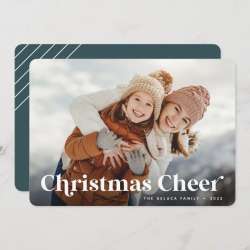 Festive Greeting  Christmas Cheer Single Photo Holiday Card